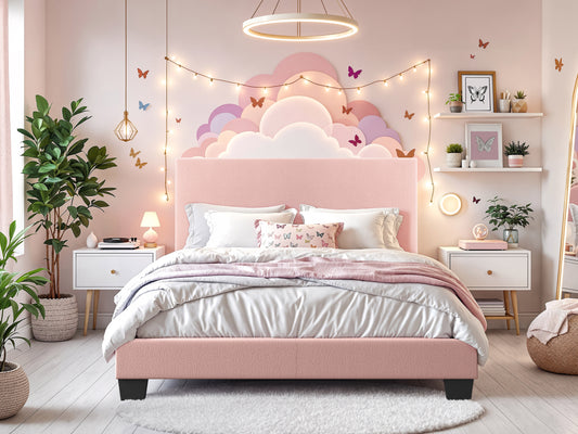 Pink Boucle Single Bed