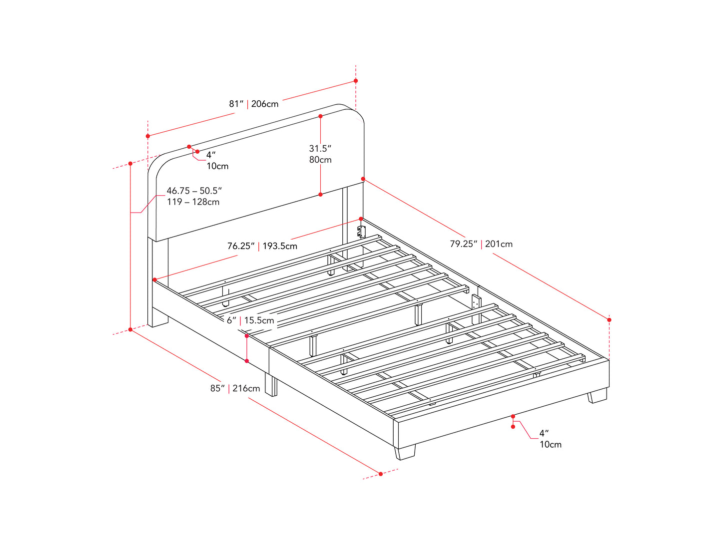 Leighton Modern Upholstered Bed with Curved Adjustable Headboard, King