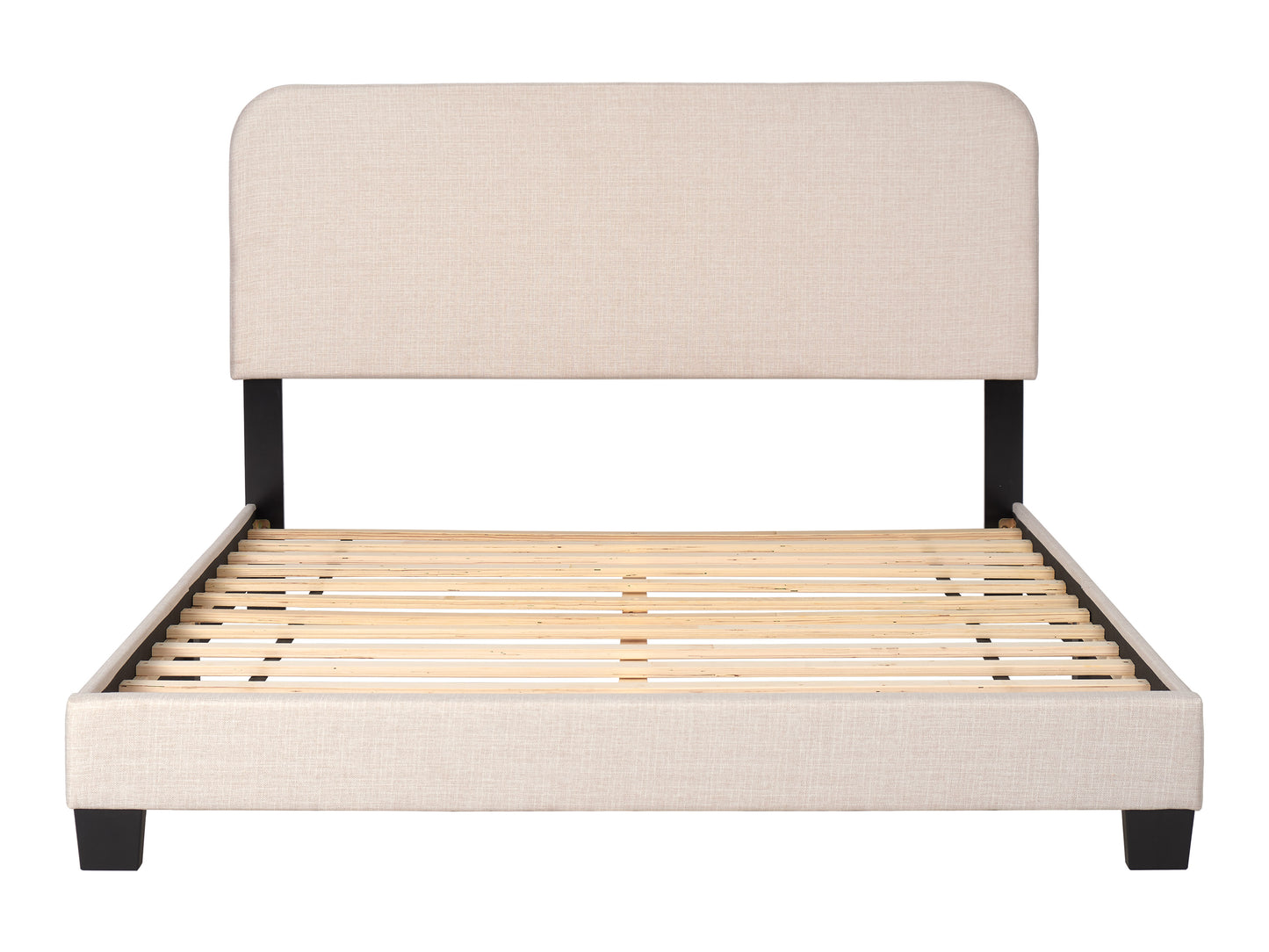 Leighton Modern Upholstered Bed with Curved Adjustable Headboard, Queen