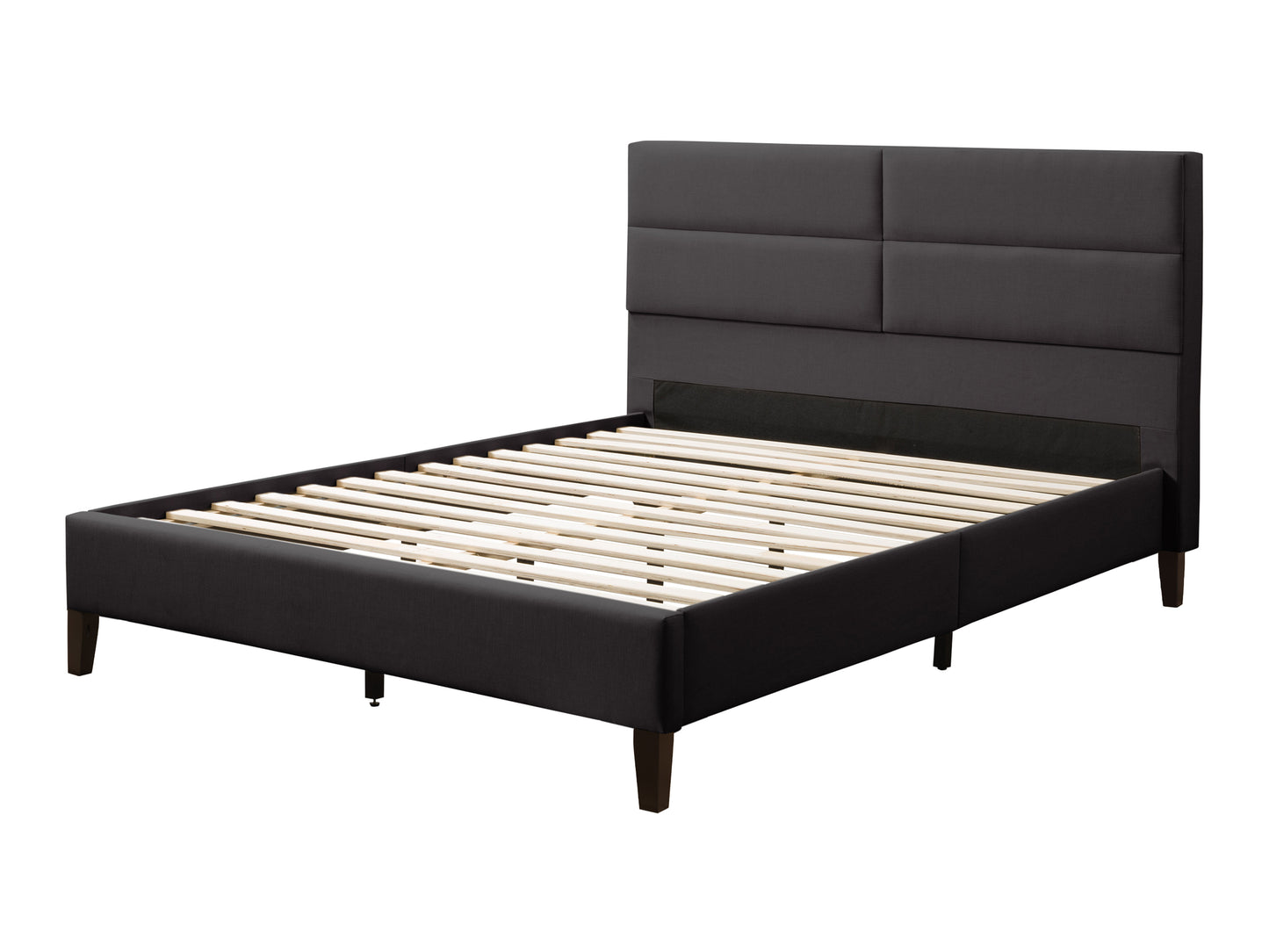 Dark Grey Tufted Upholstered Bed, Double