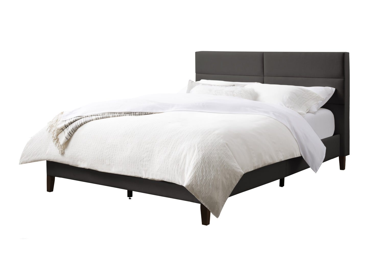Dark Grey Tufted Upholstered Bed, Double