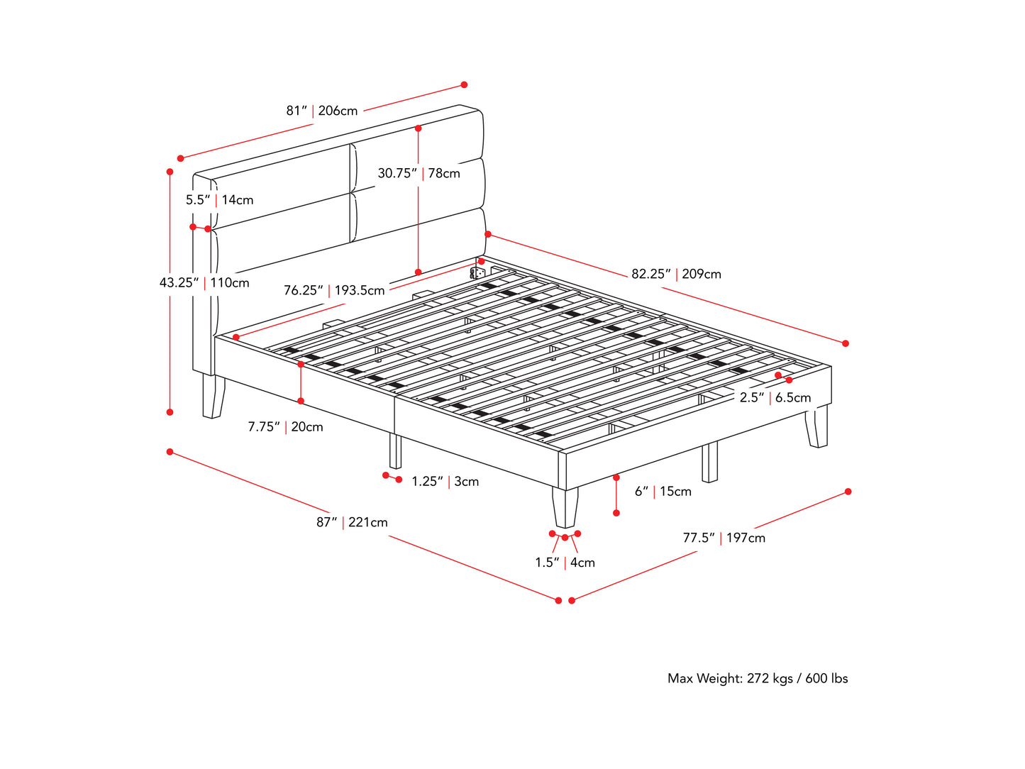 Cream Tufted Upholstered Bed, King