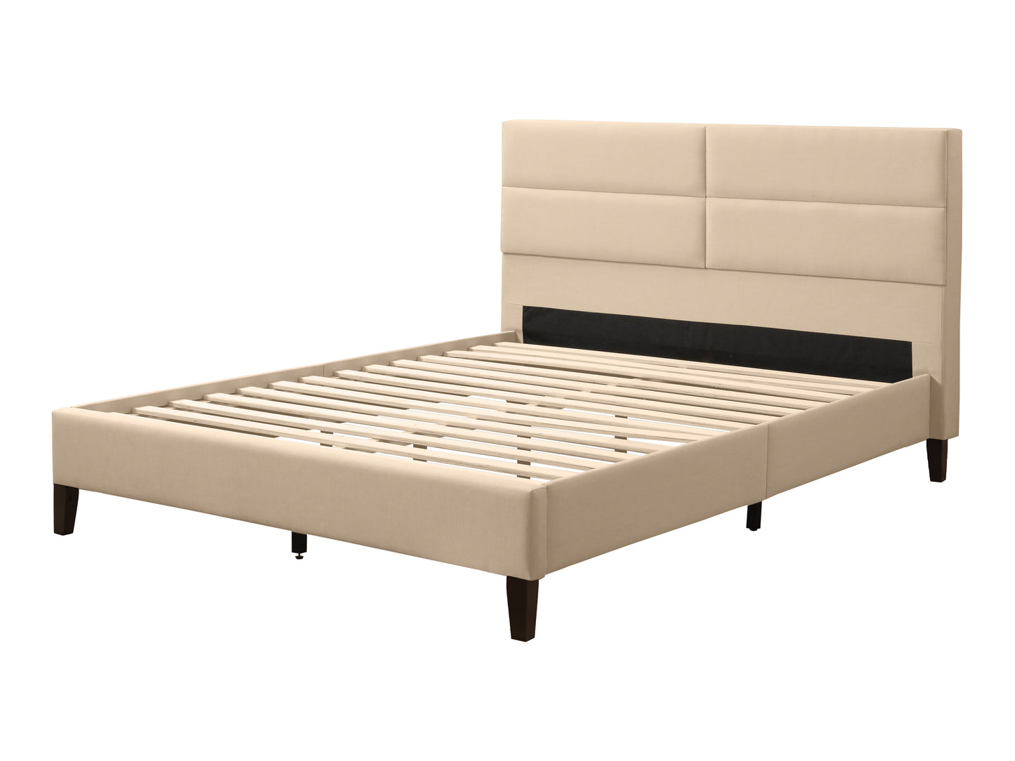 Cream Tufted Upholstered Bed, Queen