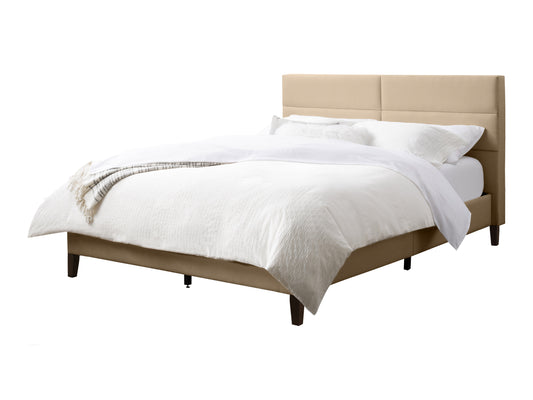Cream Tufted Upholstered Bed, Queen