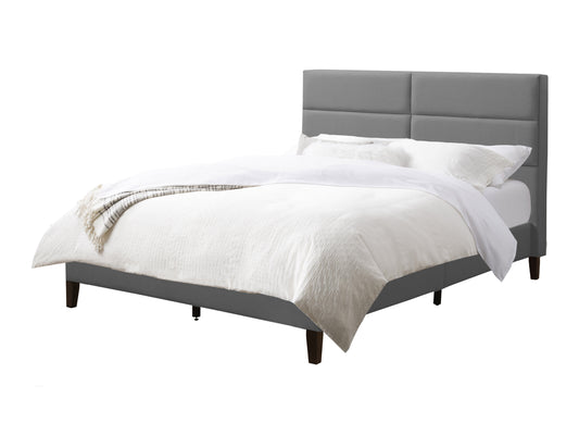 Light Grey Tufted Upholstered Bed, Twin