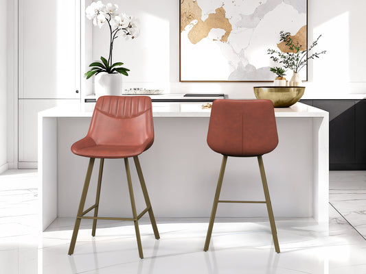 Brown Vegan Leather Stools
