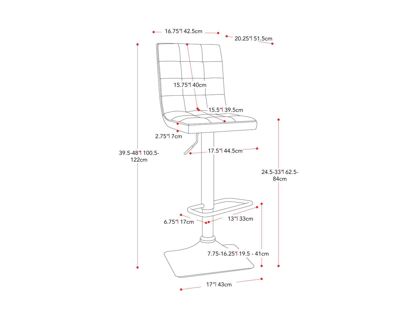 Grey Tufted Adjustable Stools - FINAL SALE ITEM