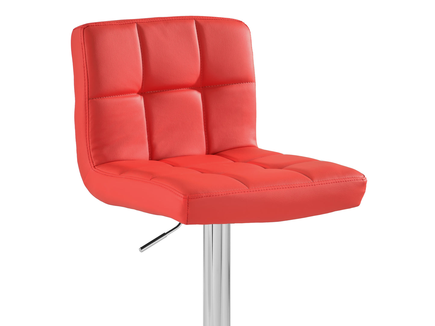 Tufted Red Vegan Leather Adjustable Stools