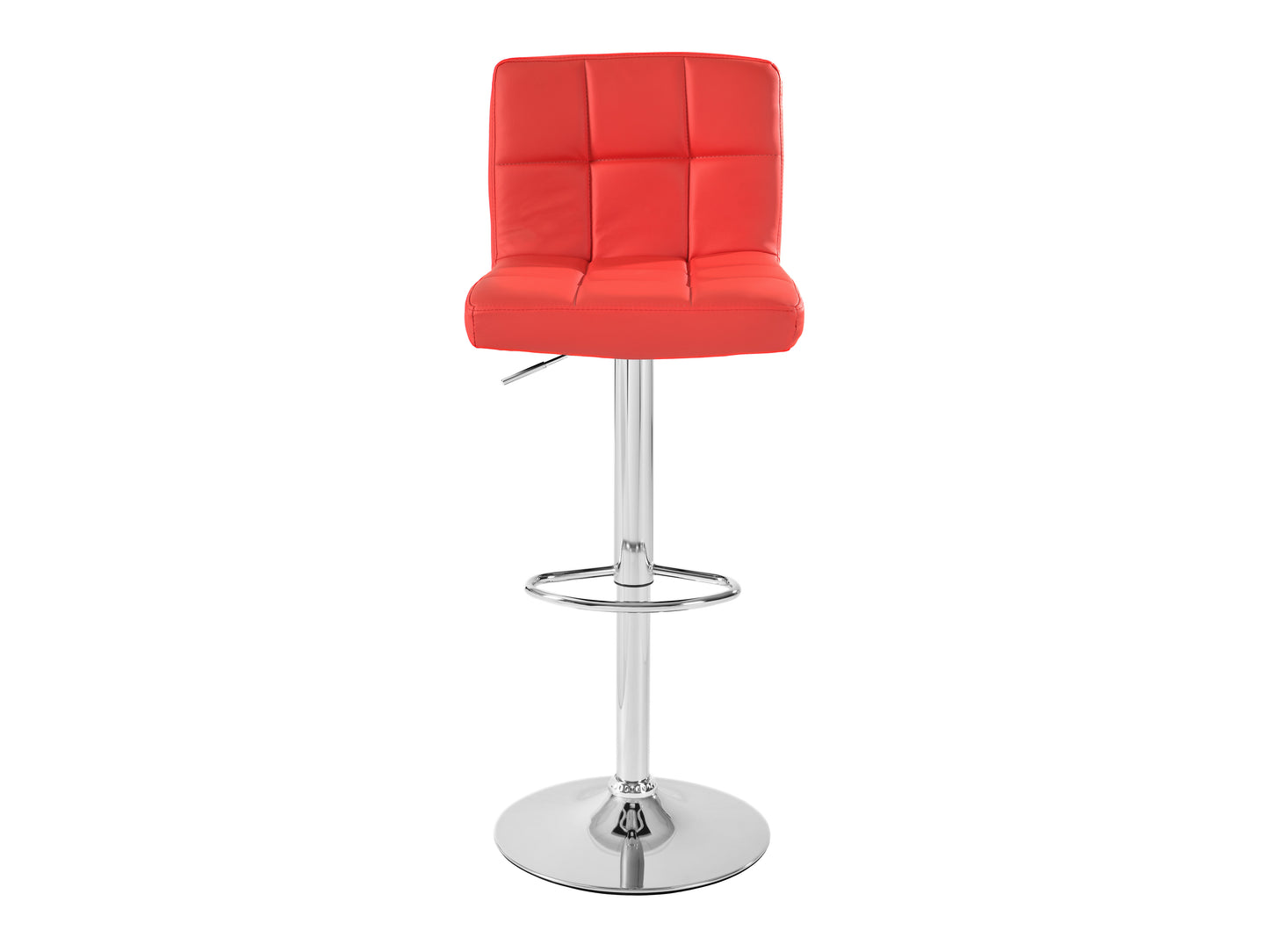 Tufted Red Vegan Leather Adjustable Stools