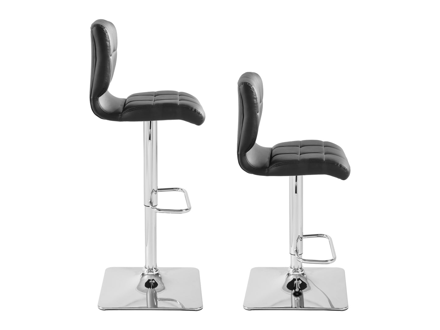 Curved Black Vegan Leather Adjustable Stools