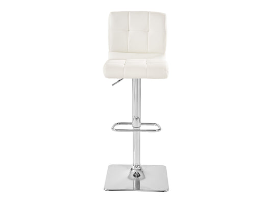 Curved White Vegan Leather Adjustable Stools