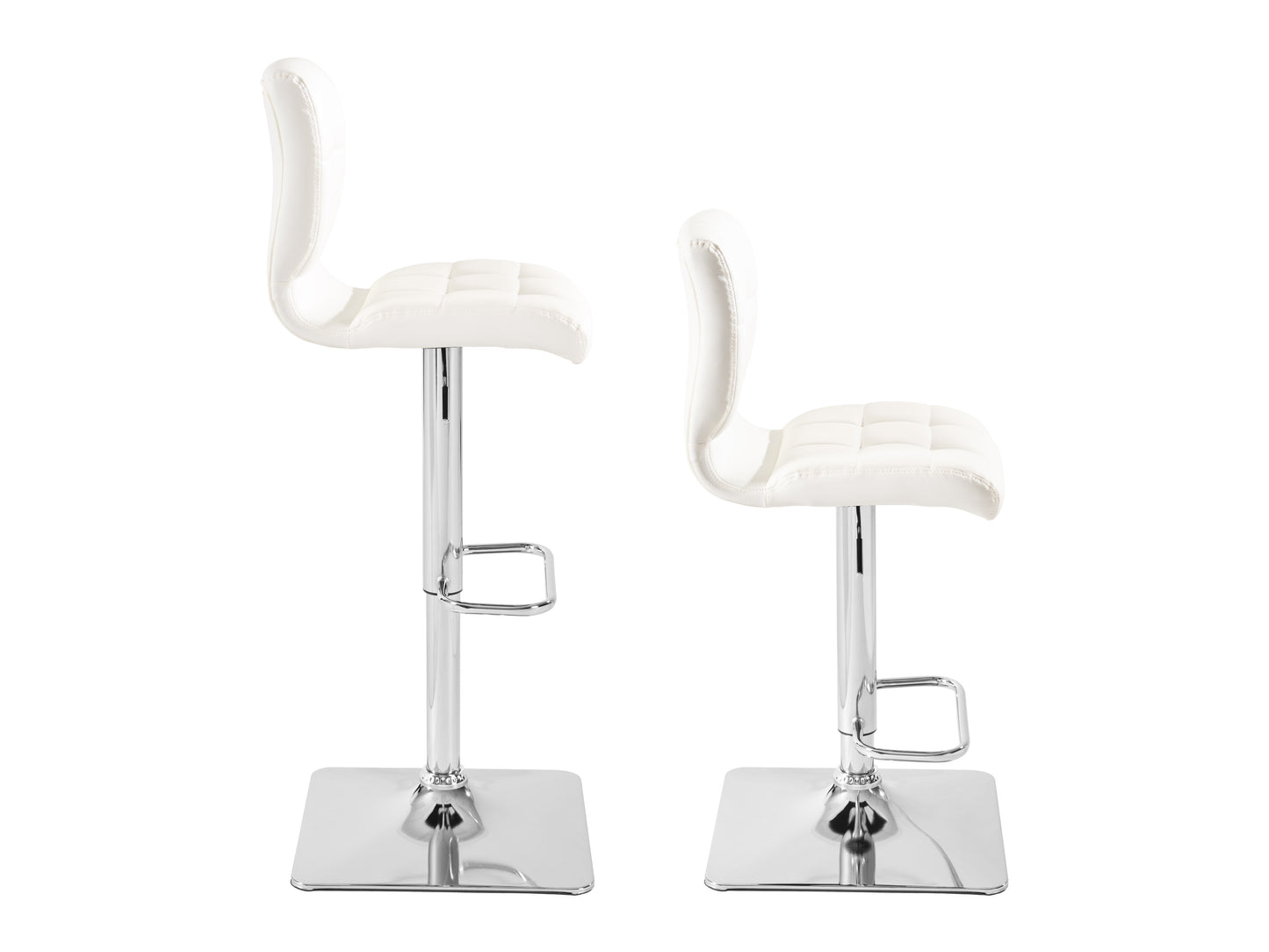 Curved White Vegan Leather Adjustable Stools