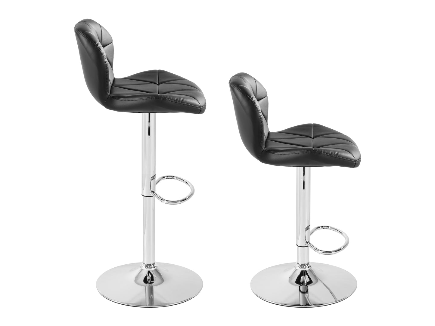 Geo-Tufted Black Vegan Leather Stools