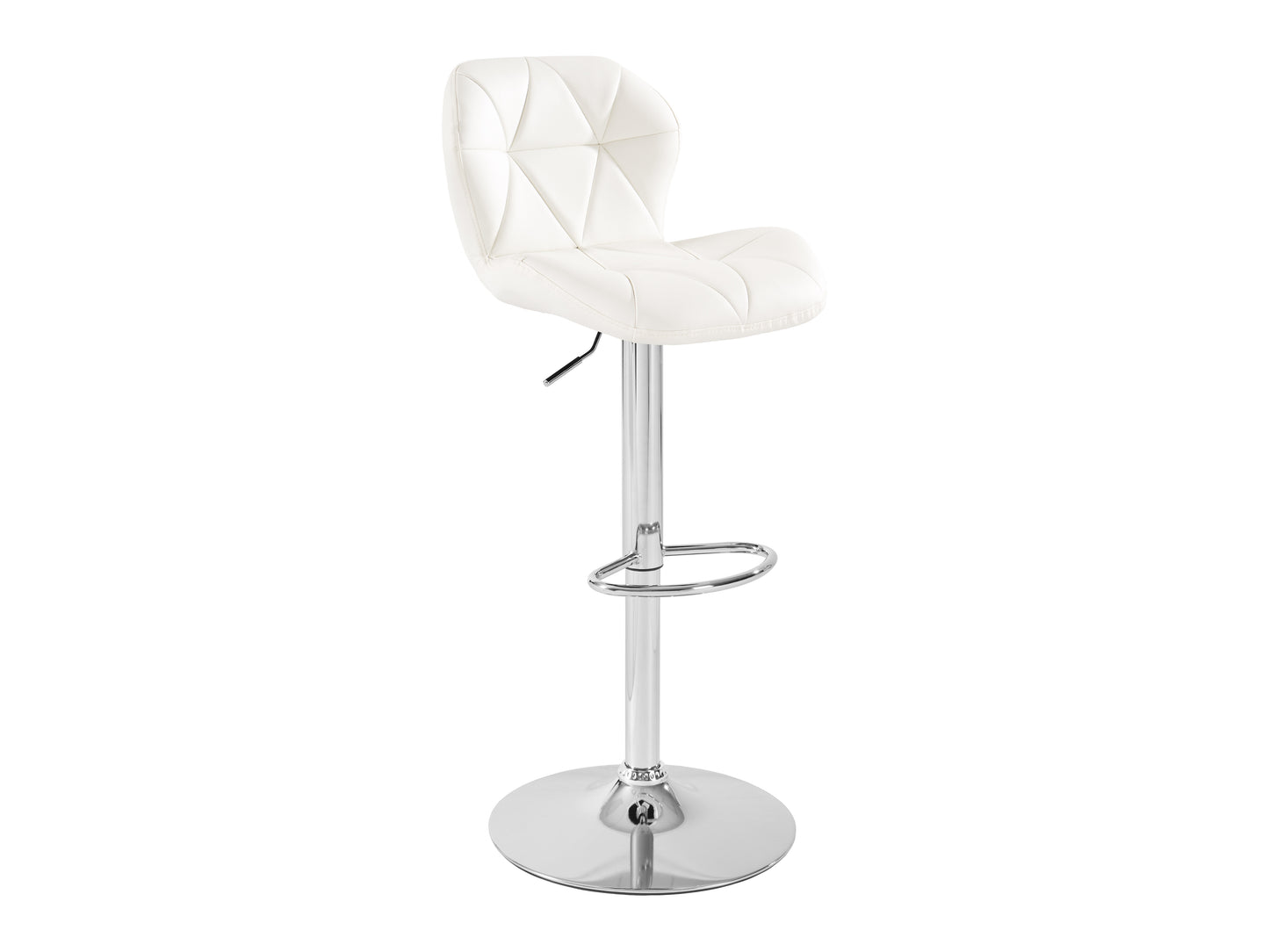 Geo-Tufted White Vegan Leather Stools