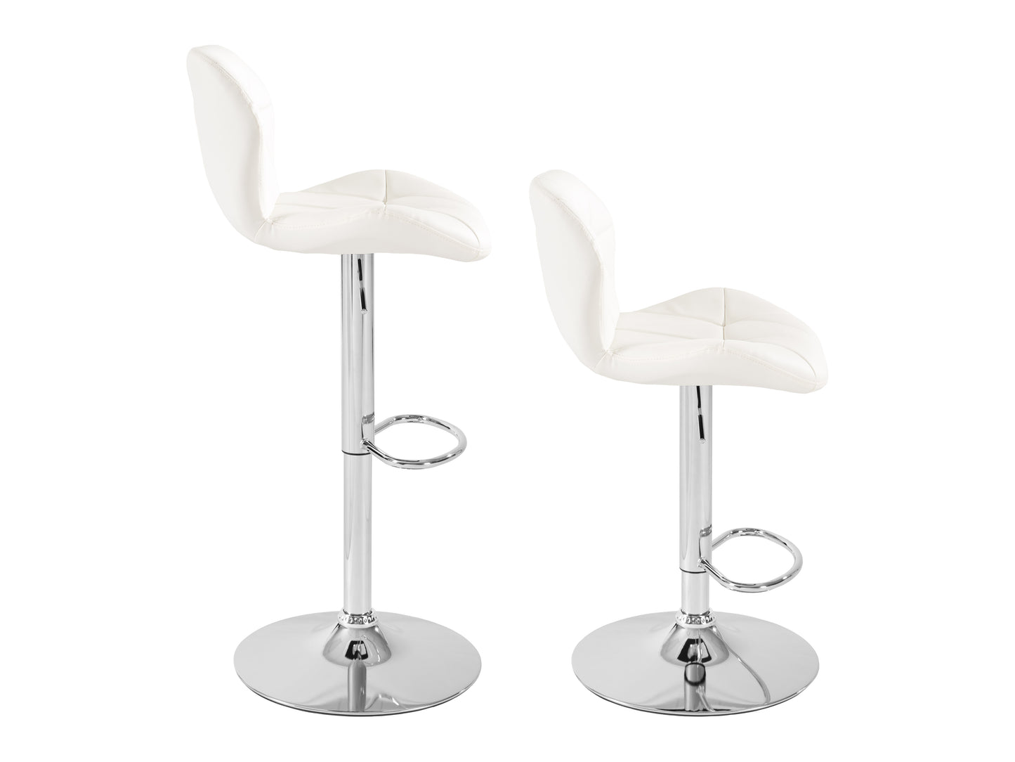 Geo-Tufted White Vegan Leather Stools