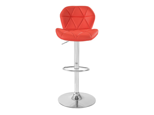 Geo-Tufted Red Vegan Leather Stools
