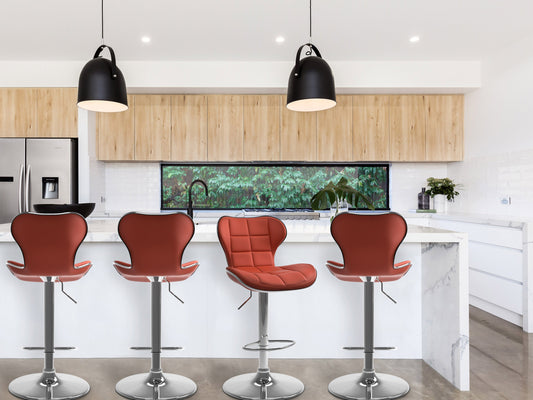 Black leather bar stools with backs, set of 2, featuring sleek metal legs and footrests, modern design, perfect for kitchen islands or home bars.