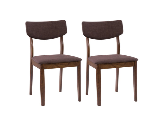 Walnut dining chairs set of 2 with cushioned seats, sleek wooden frames, and mid-century modern design. Perfect for contemporary dining rooms and kitchens.