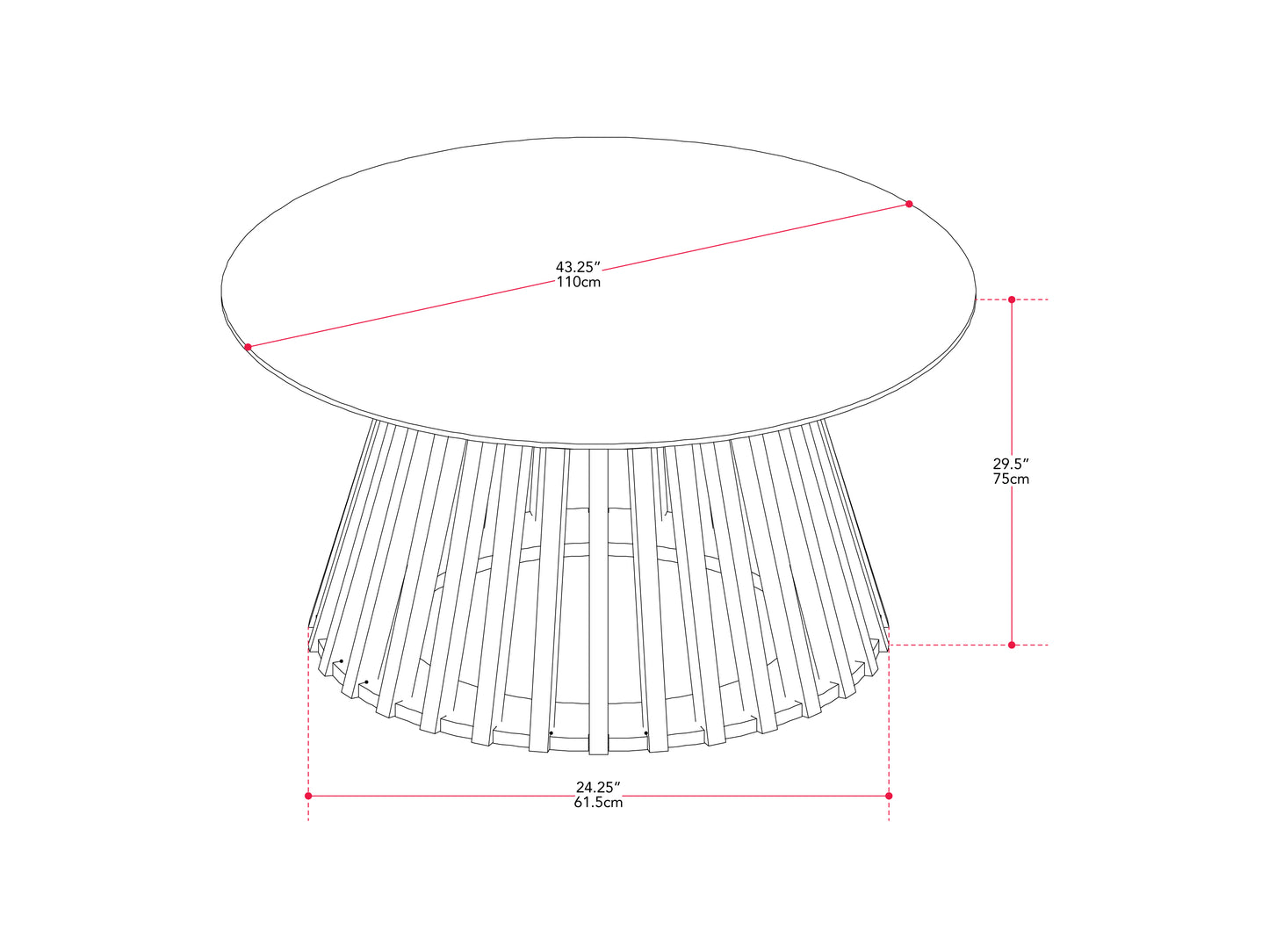 Elowen Round Pedestal Dining Table, Light Wood