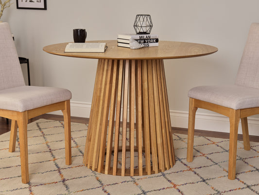 Elowen Round Pedestal Dining Table, Light Wood