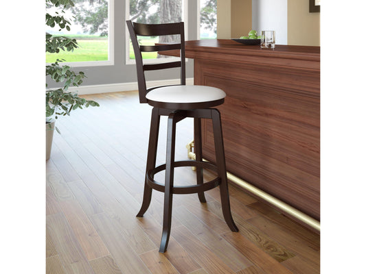 Bar stool with natural wood seat and black metal legs, featuring a minimalist design. Perfect for modern kitchens or bars, this stool combines rustic wood texture with industrial metal for a stylish look.