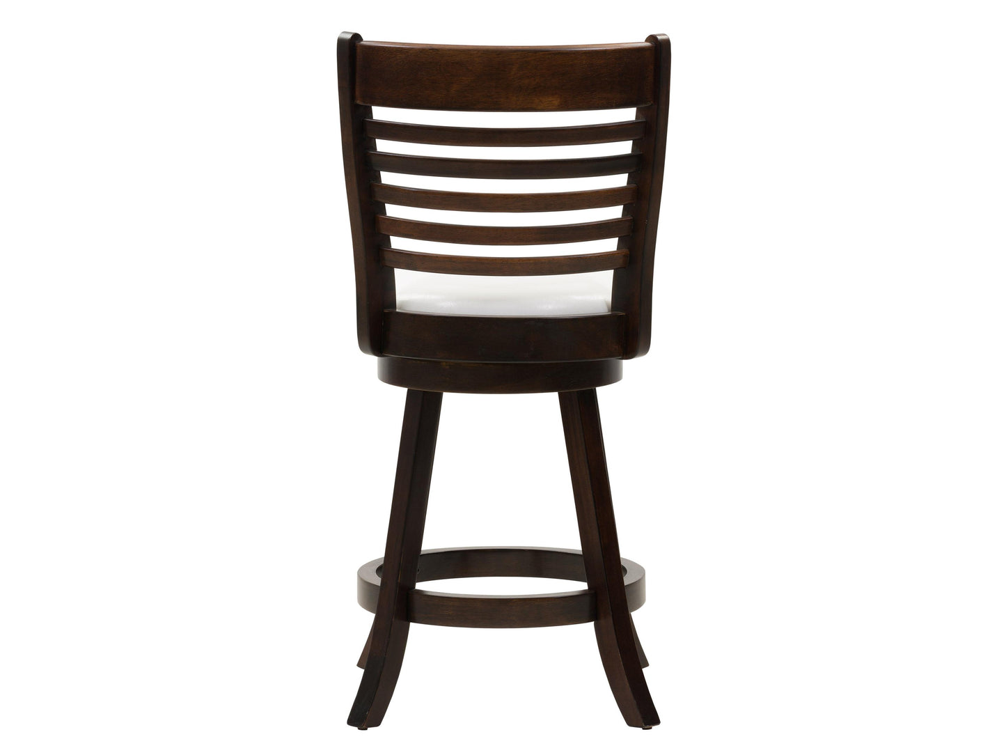 Modern counter height bar stools set of 2, featuring sleek black metal frames with footrests, cushioned seats in rich brown faux leather, and curved backrests for added comfort and style.