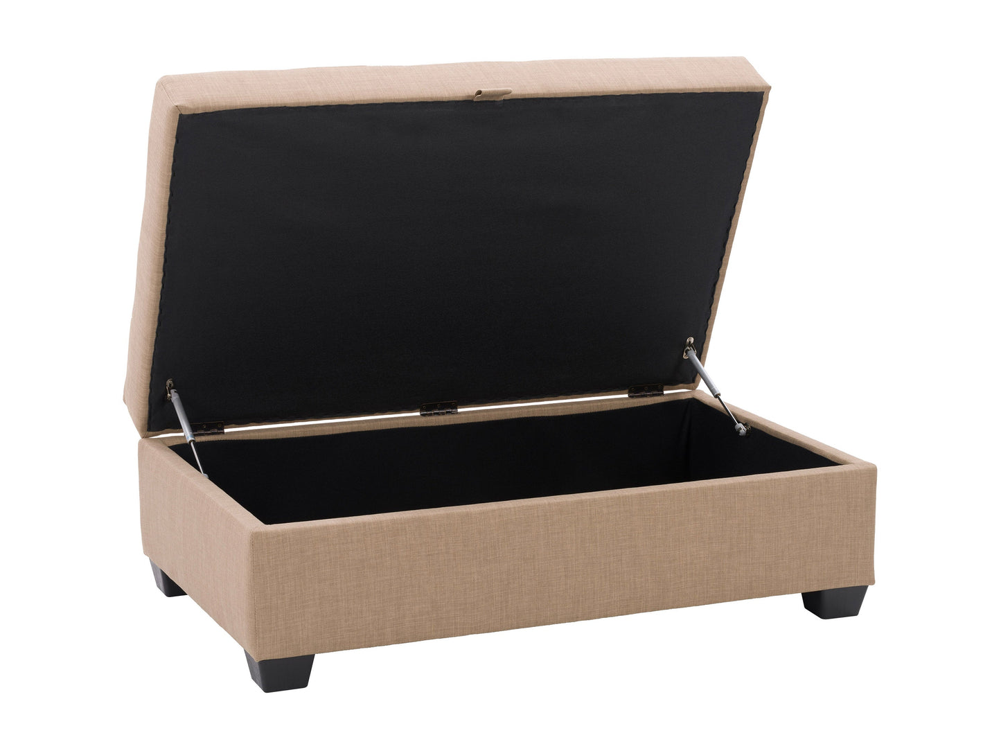 Gray tufted storage ottoman with button details, upholstered in soft fabric, featuring sleek wooden legs and ample interior storage space. Ideal for living rooms and bedrooms, combining style and functionality.