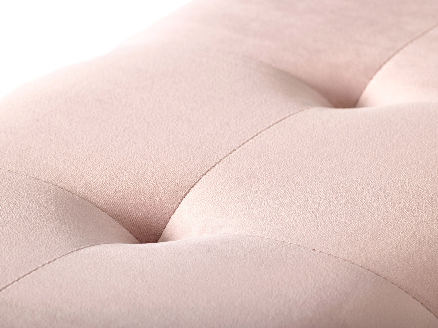 Pink velvet ottoman with storage, featuring a tufted top, gold metal legs, and a spacious interior compartment for organizing items. Perfect for adding a touch of elegance and functionality to any living space.