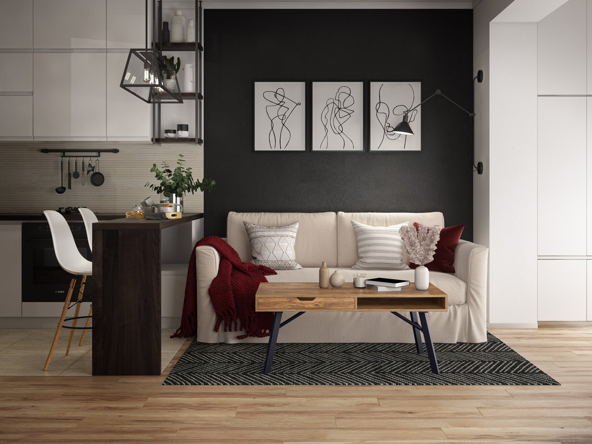 Rustic wood coffee table in brown with a rectangular shape, featuring a distressed finish, sturdy legs, and a lower shelf for storage. Ideal for living rooms with a farmhouse or vintage decor.