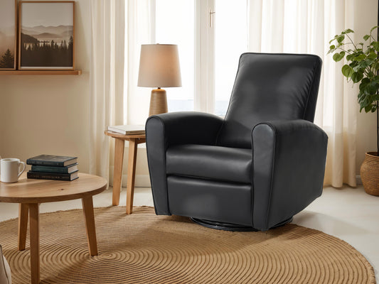 Marin Swivel Glider Recliner, Black Faux Leather