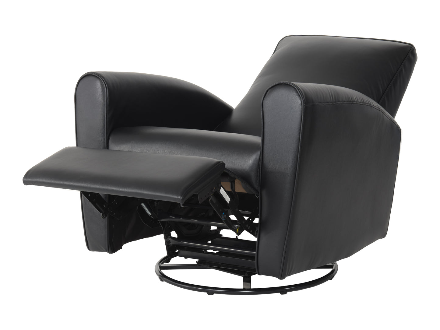 Marin Swivel Glider Recliner, Black Faux Leather