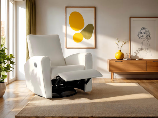 Marin Swivel Glider Recliner, White Faux Leather