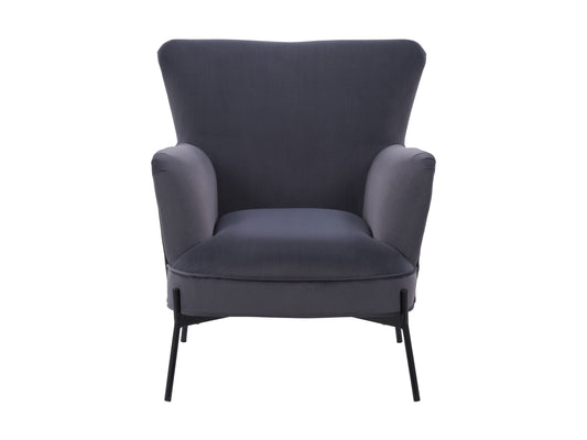 Refined Grey Velvet Wingback Chair