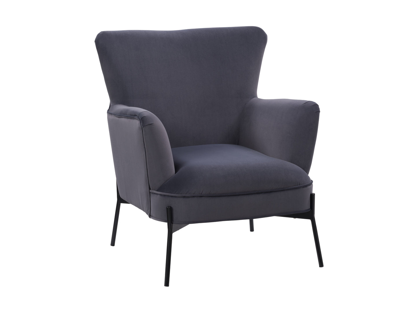 Refined Grey Velvet Wingback Chair