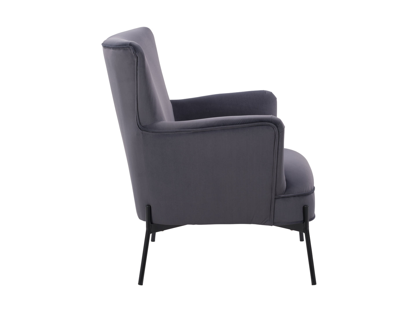 Refined Grey Velvet Wingback Chair