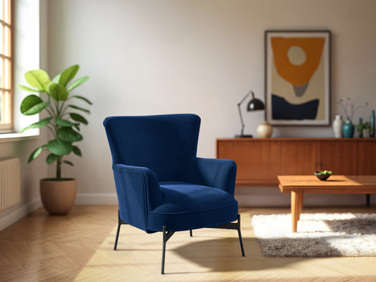 Deep Navy Velvet Wingback Chair