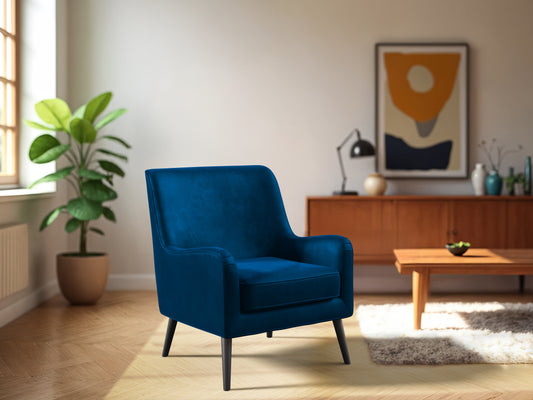 Azure Blue Velvet Accent Chair