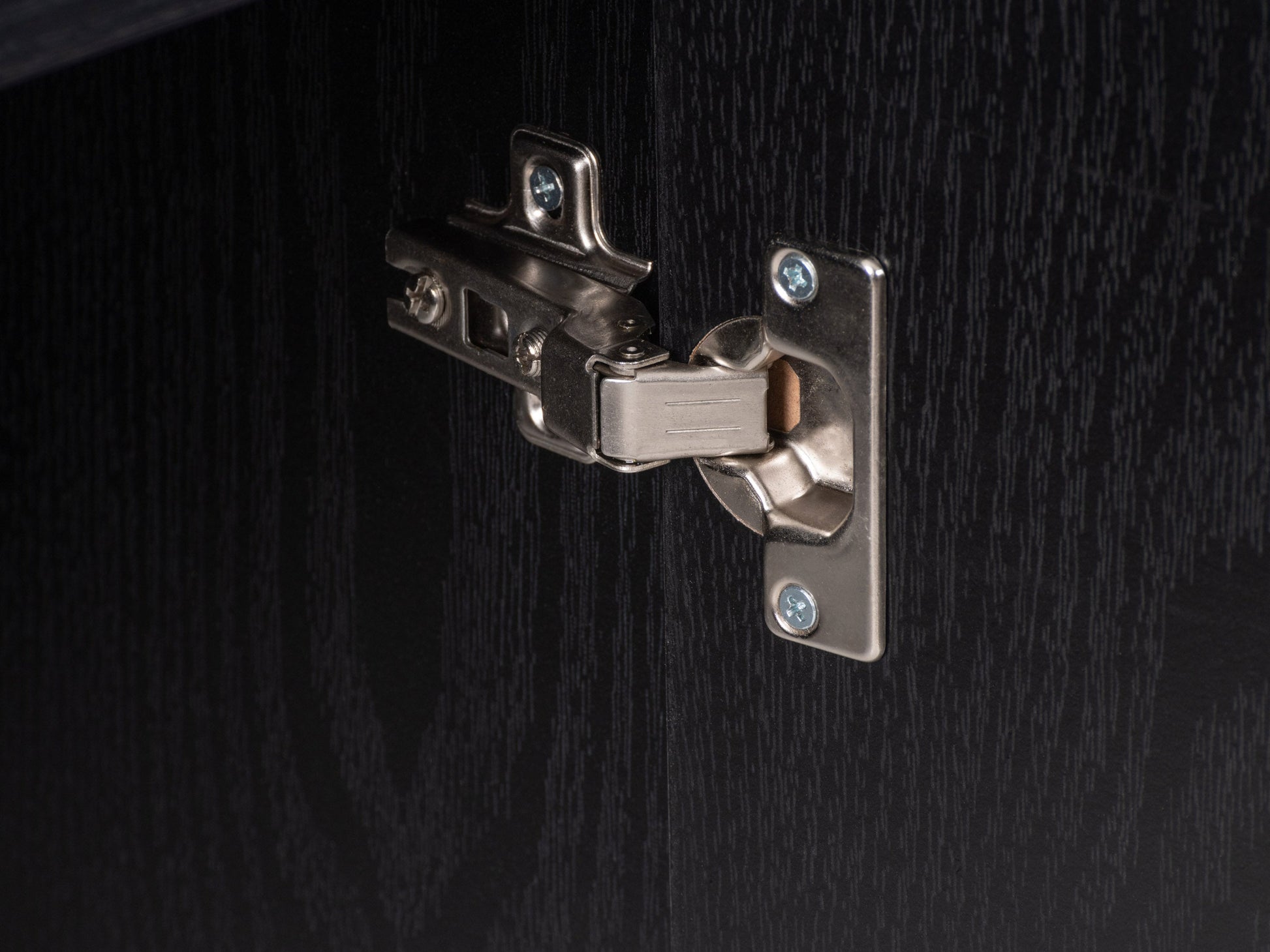 Modern sideboard buffet with sleek walnut finish, featuring three spacious drawers and two cabinet doors with brushed metal handles, perfect for stylish storage in dining or living rooms.