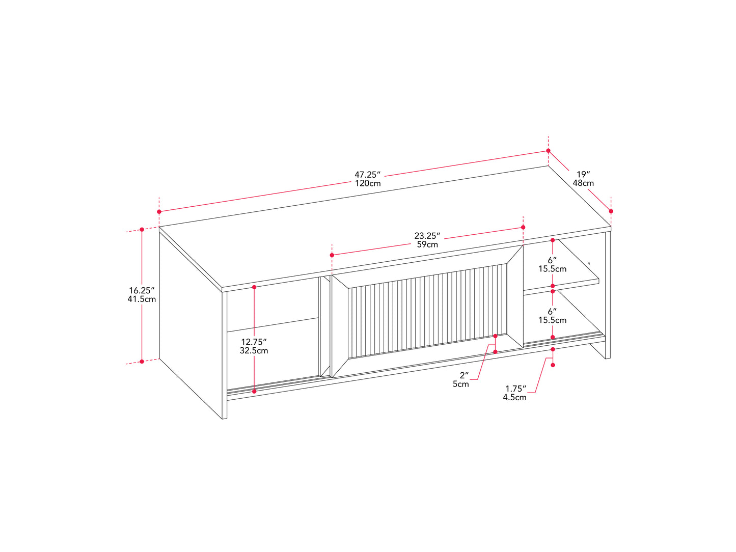 Ellis Fluted Glass TV Stand - FINAL SALE ITEM