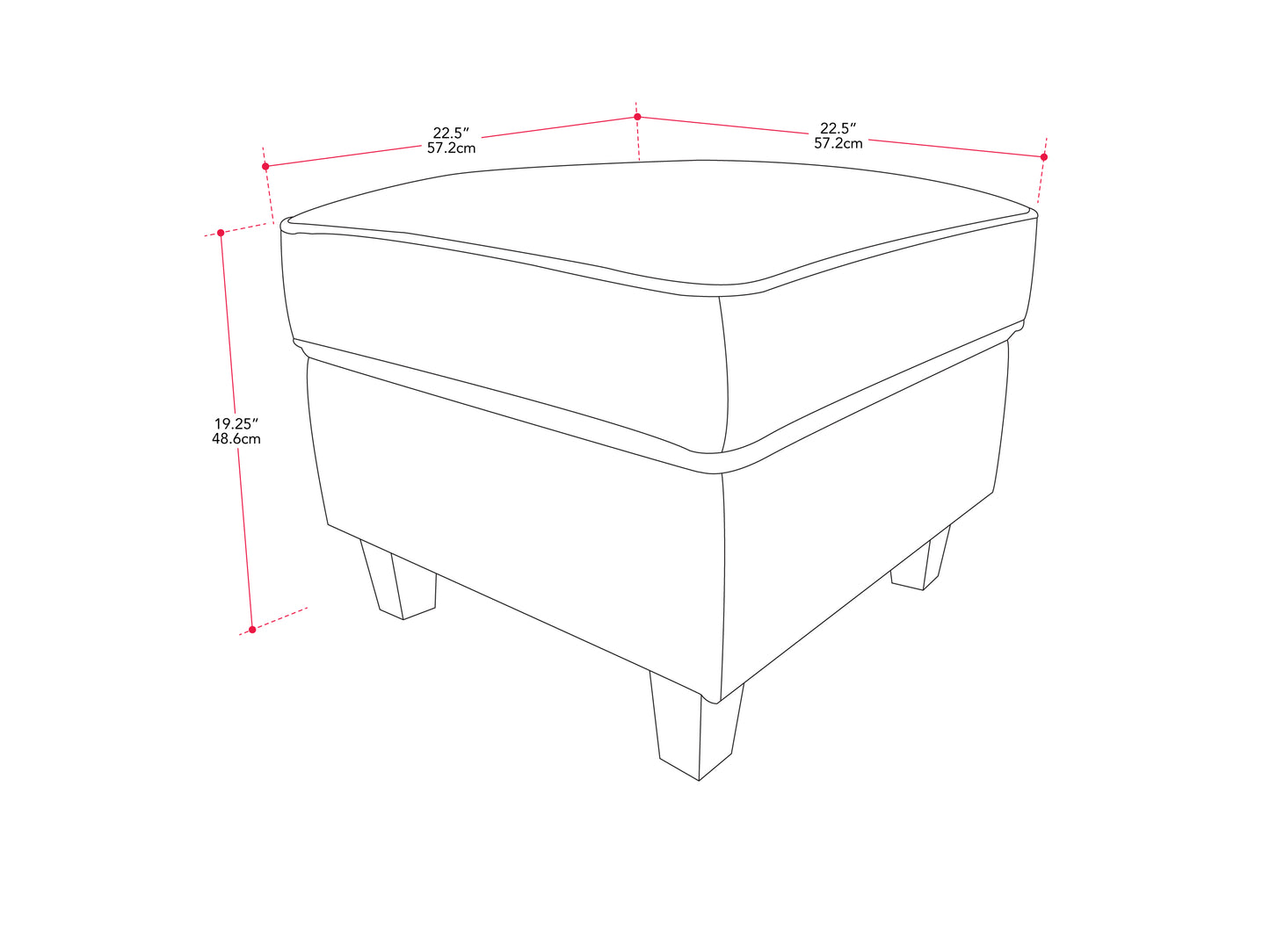 Georgia Fabric Ottoman, Taupe