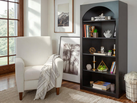 Caldwell Arched Bookcase, Black