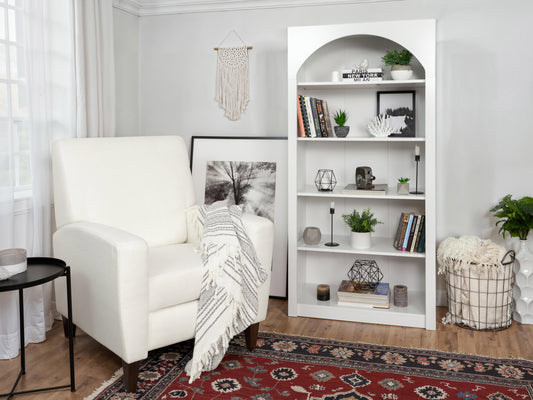 Caldwell Arched Bookcase, White