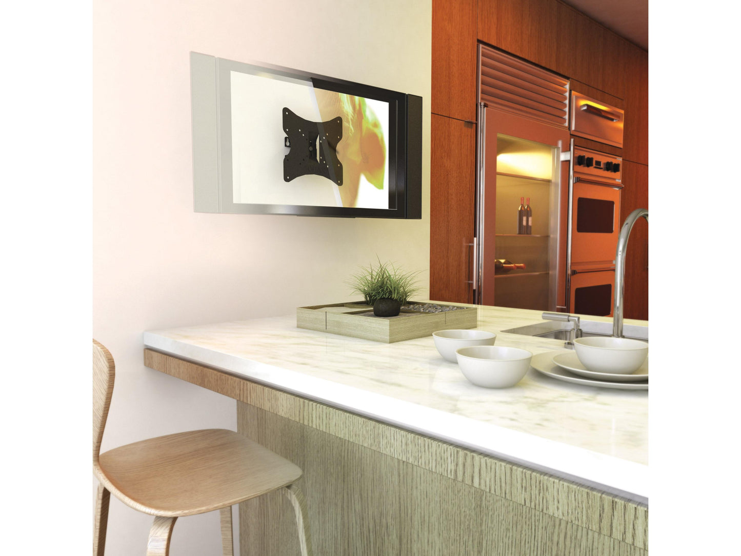 Adjustable 32-inch TV wall mount with tilt and swivel features, suitable for 18 to 32-inch TVs, black steel construction, VESA compatible, easy installation, space-saving design for living rooms and bedrooms.