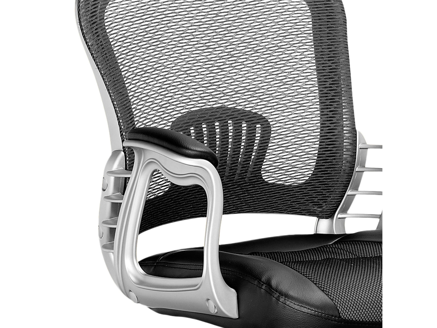 Black swivel office chair with ergonomic design, cushioned seat, adjustable height, and lumbar support. Features a sleek, modern look with a sturdy metal base and smooth-rolling casters. Ideal for home or office use.