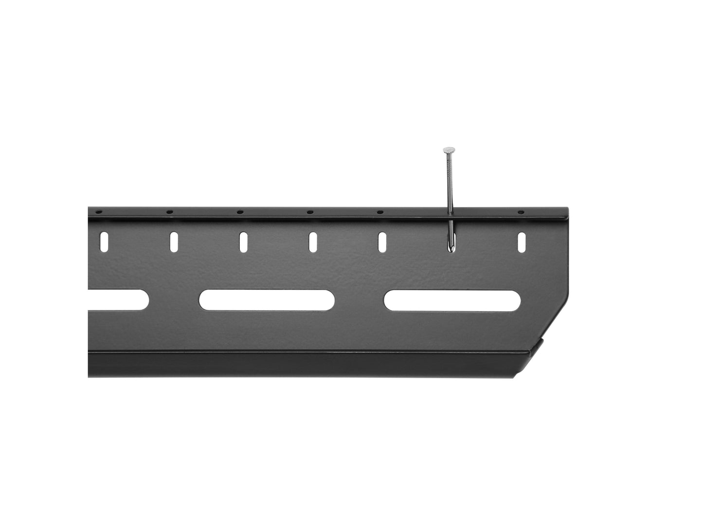 Sleek black drywall TV mount with adjustable arms, sturdy steel construction, and a slim profile designed for 37" to 80" TVs, ensuring secure and space-saving installation on various wall types.