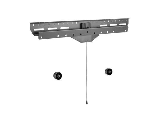 Black drywall TV mount for 37" - 80" TVs, featuring a sturdy steel frame with adjustable brackets and a sleek, low-profile design, suitable for modern living rooms and home theaters.