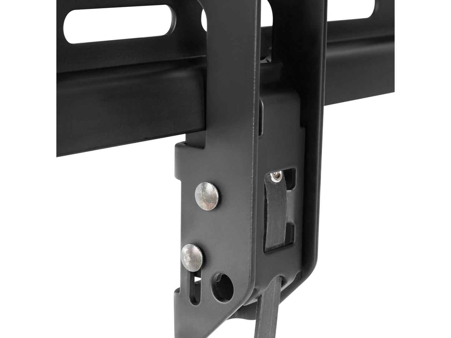 Tilting TV wall mount for 43" - 90" TVs, black steel frame, adjustable angle, sturdy construction, easy installation, secure mounting bracket, sleek design, suitable for living rooms and home theaters.