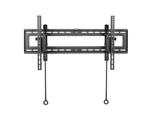 Tilting TV wall mount for 43" to 90" TVs with sturdy black metal frame, adjustable tilt feature, and secure mounting brackets for optimal viewing angles.