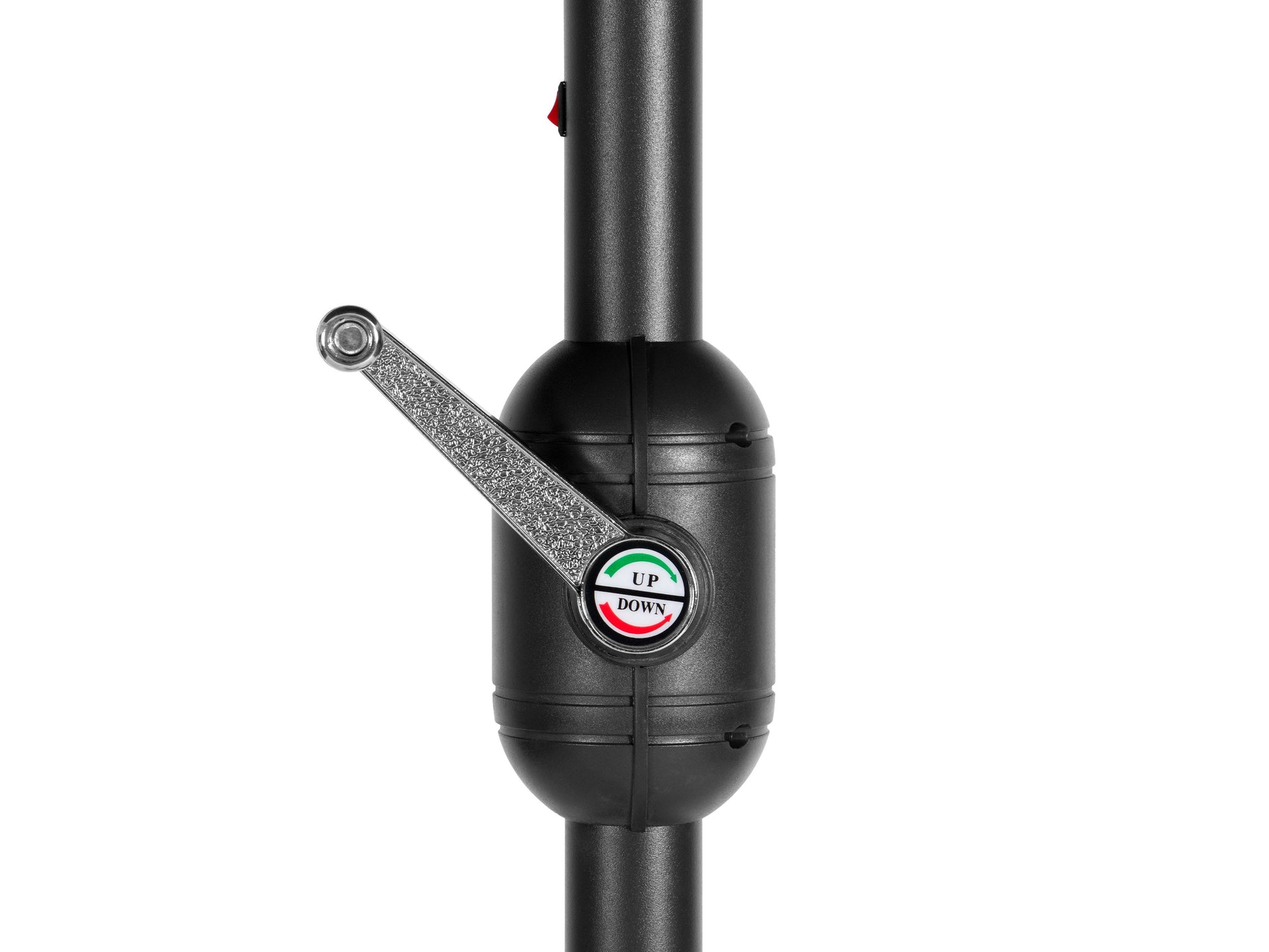 Burgundy 9ft patio umbrella with built-in LED lights, tilting feature, and sturdy aluminum pole, perfect for outdoor garden or patio use.