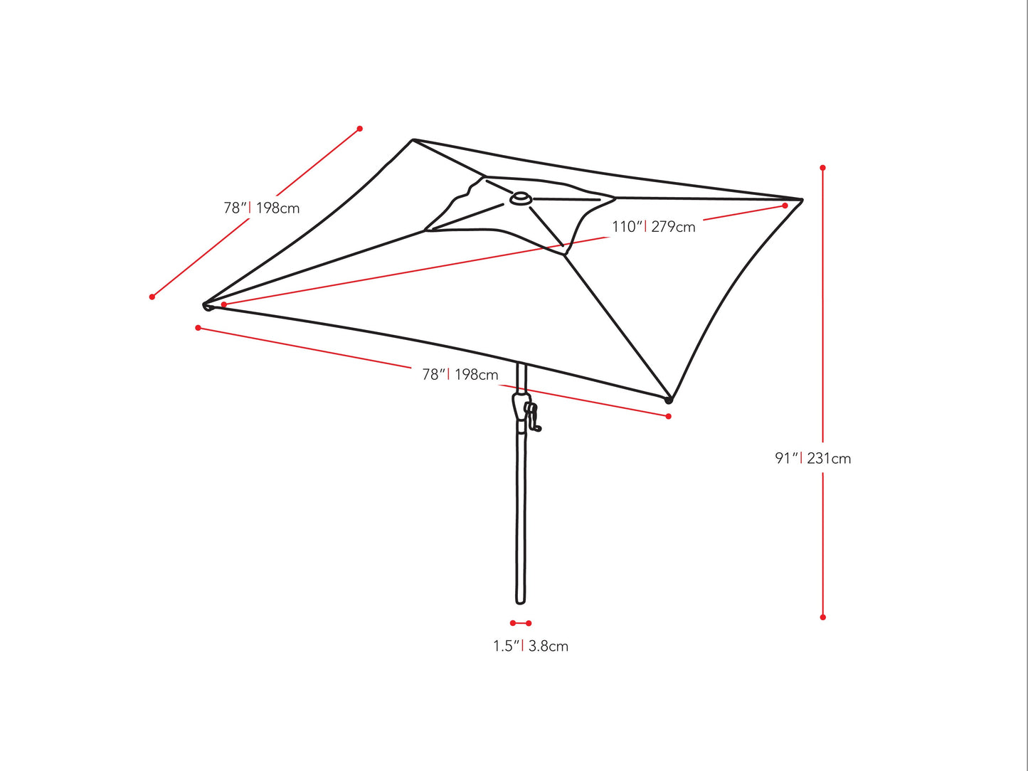 Grey 9ft square patio umbrella with tilting feature, sturdy metal frame, and weather-resistant fabric, perfect for outdoor shading on patios, decks, and gardens.
